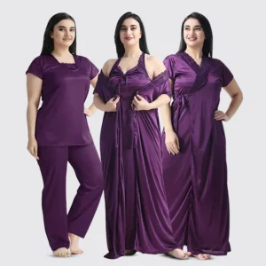 4 Part Premium Nightwear Combo ( Purple )