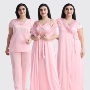 4 Part Premium Nightwear Combo ( Light Pink )